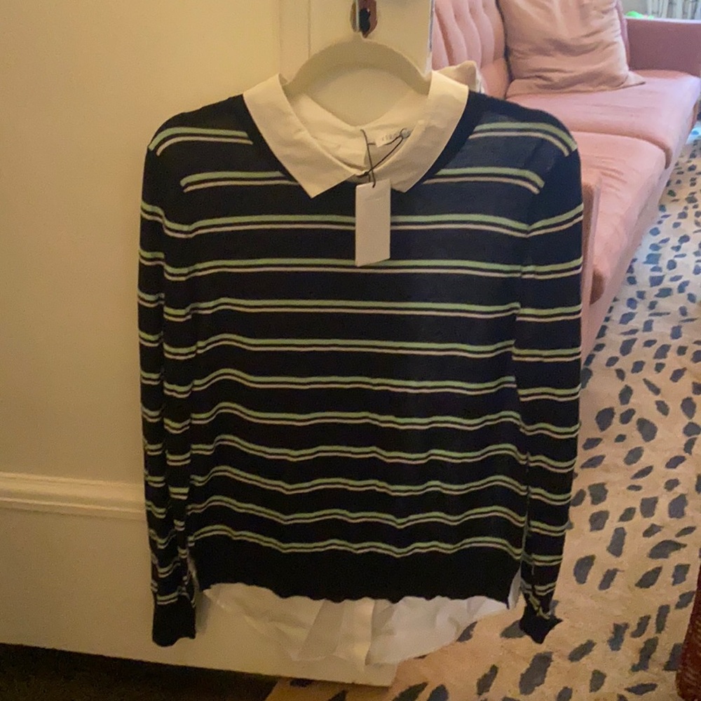 Veronica Beard Reverse Button Down Sz L - image 1